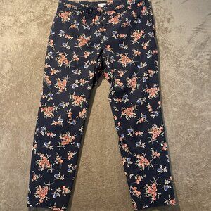 J. Jill Pants Womens 18 Plus Precision Stretch Blue Floral Print Leisure Comfort